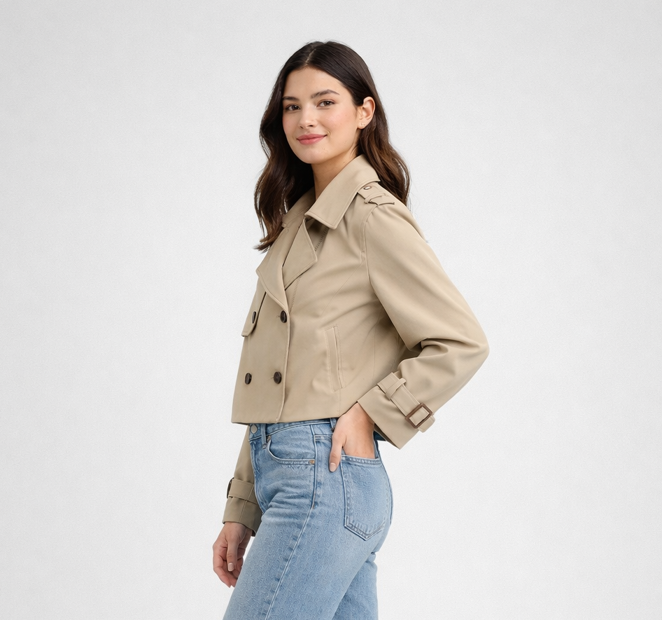 Cropped Utility Trench Jacket