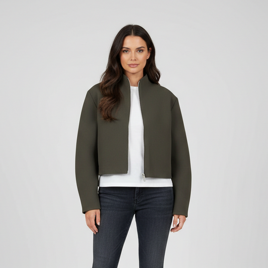 Cropped Stand Collar Jacket