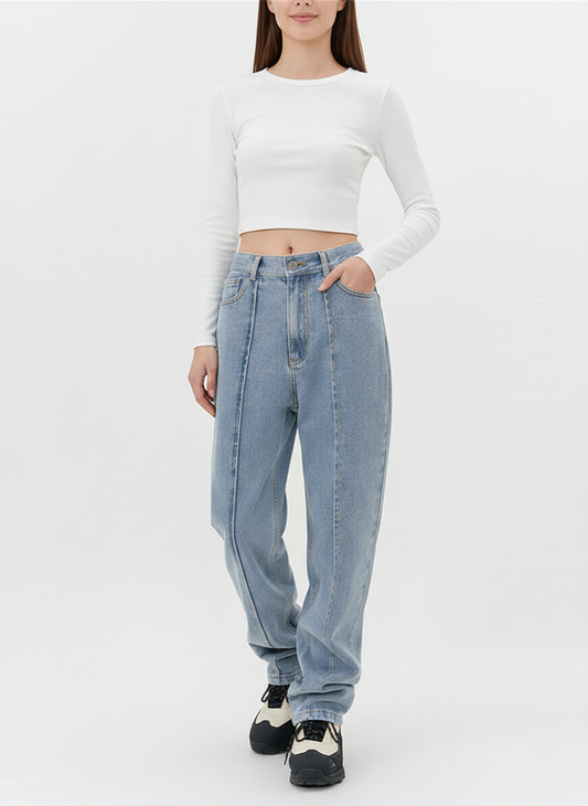 Deconstructed Stitch Straight Denim