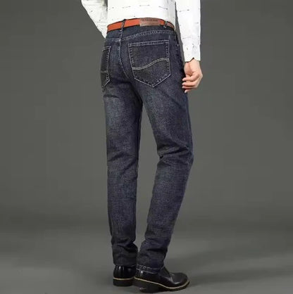 Straight Cut Fleece-Lined Denim Trouser